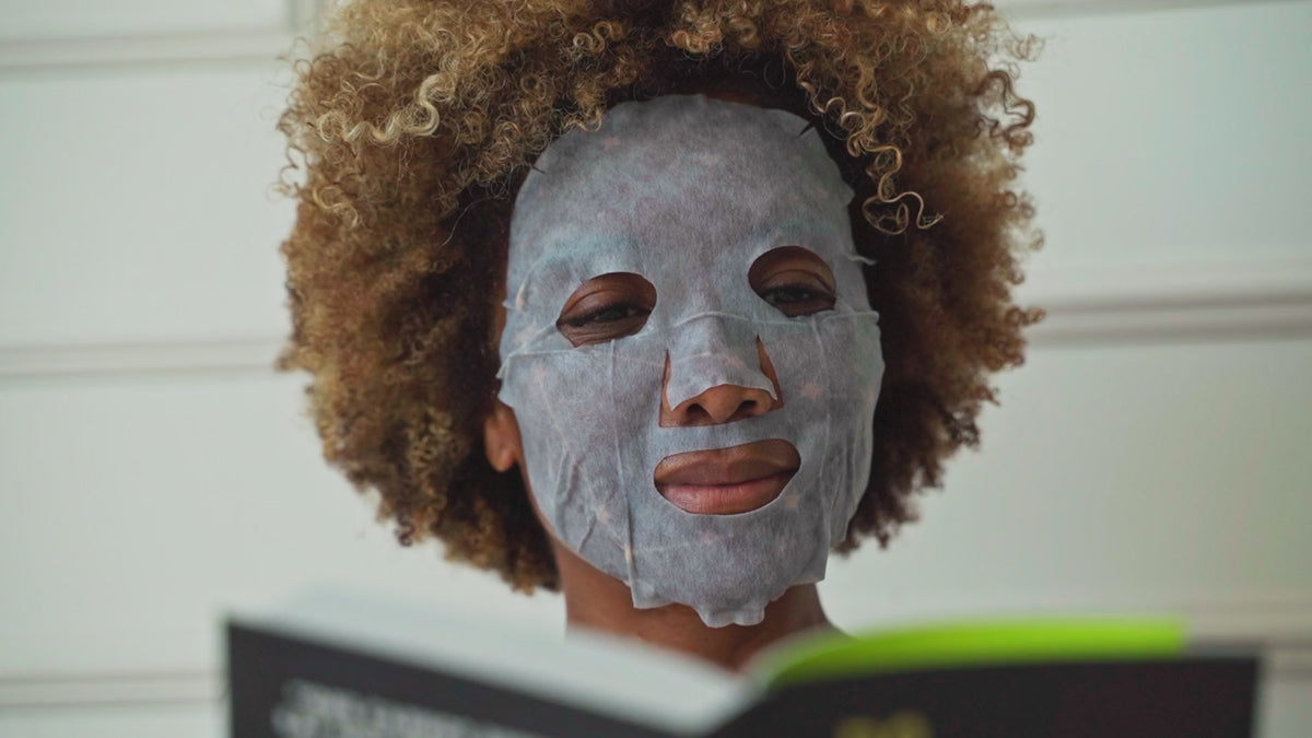 Collagen Niacinamide Sheet Mask (5-pack) — in use